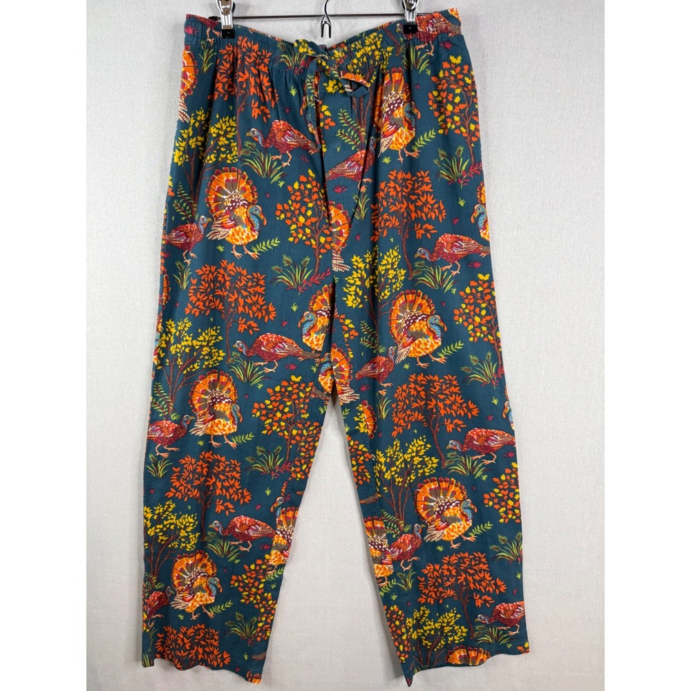 Printfresh Pajama Pants Mens L Turkey Trot Thanksgiving Organic Cotton Hunting